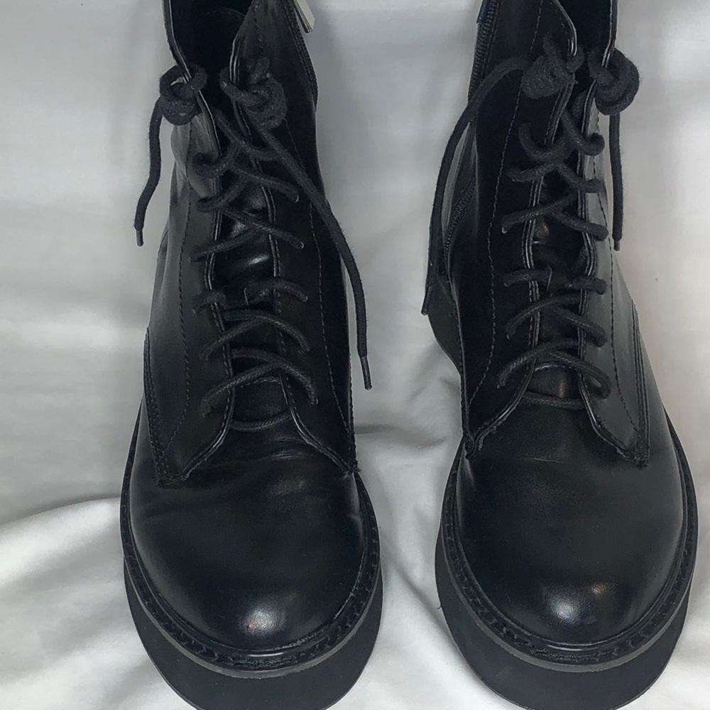 Urban Outfitters Gemma Utility Wedge Black Combat Boots, Women’s Size 9 - Picture 2 of 12